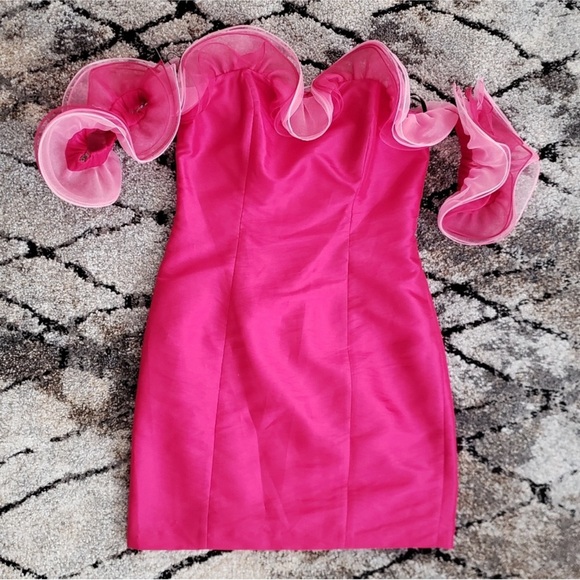 Betsey Johnson 80s Style Hot Pink Cocktail Dress - Picture 2 of 7